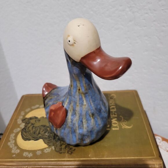 VTG Studio Pottery Bird Duck Blue Glazed Handmade Figurine Sculpture 6 x 3.5" - Picture 9 of 12